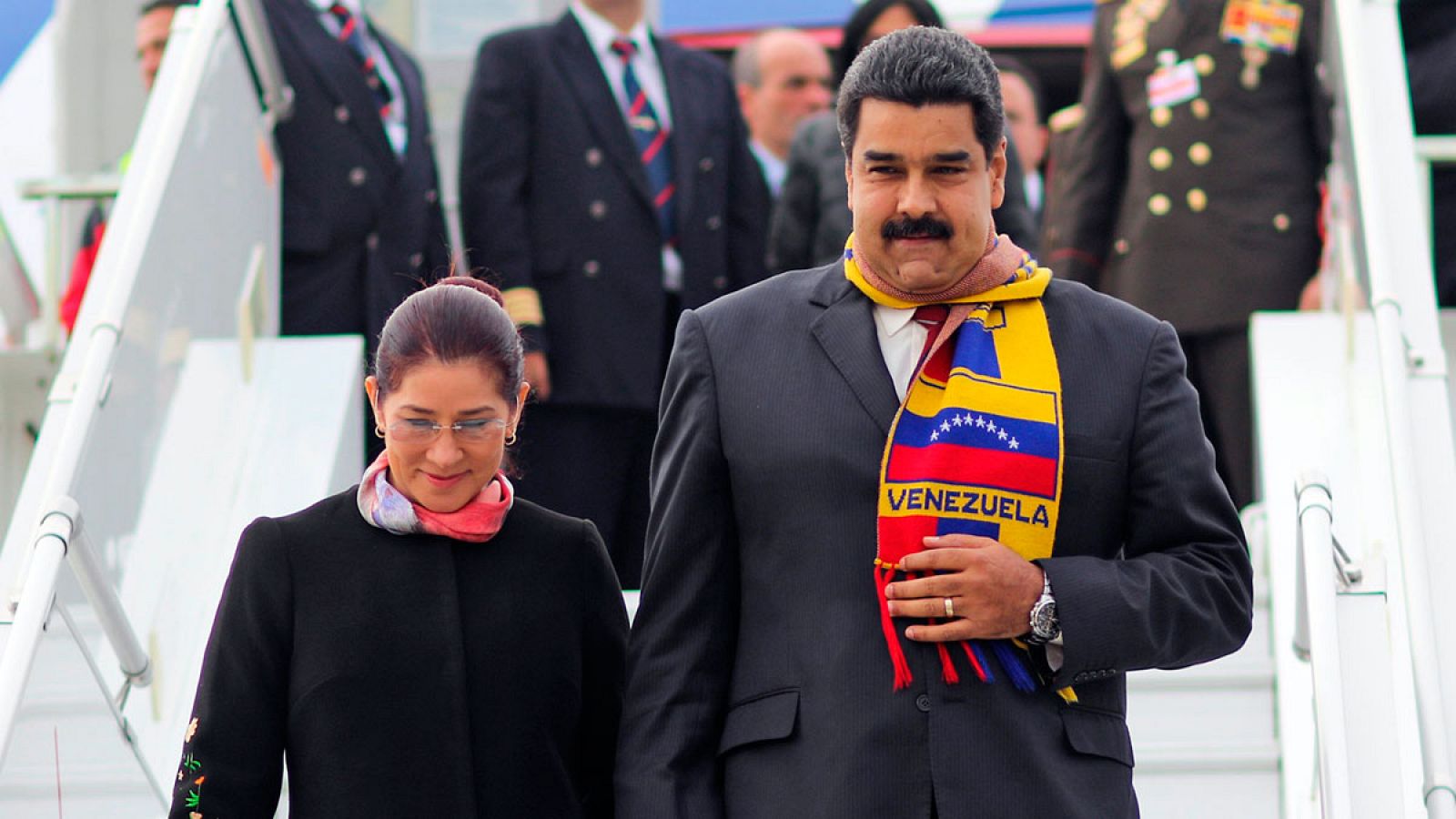 Nicolás Maduro y Cilia Flores a su llegada a Ginebra el jueves.
