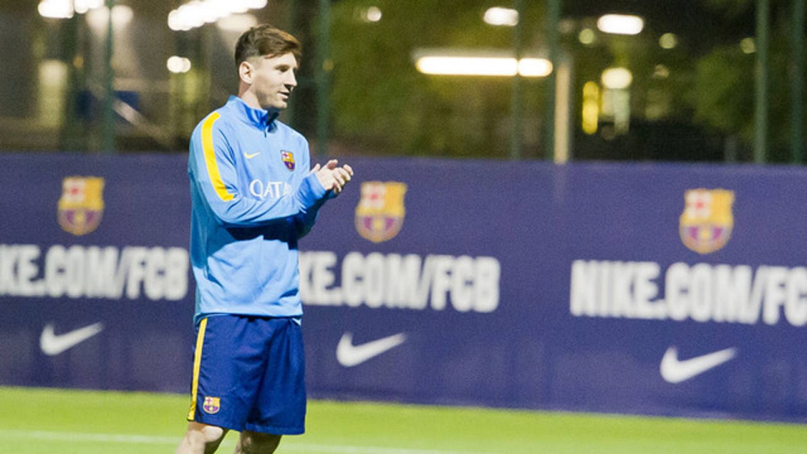 Messi durante su entrenamiento con el equipo.