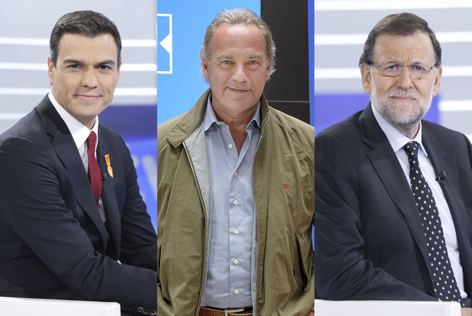Pedro Sánchez, Bertín Osborne y Mariano Rajoy