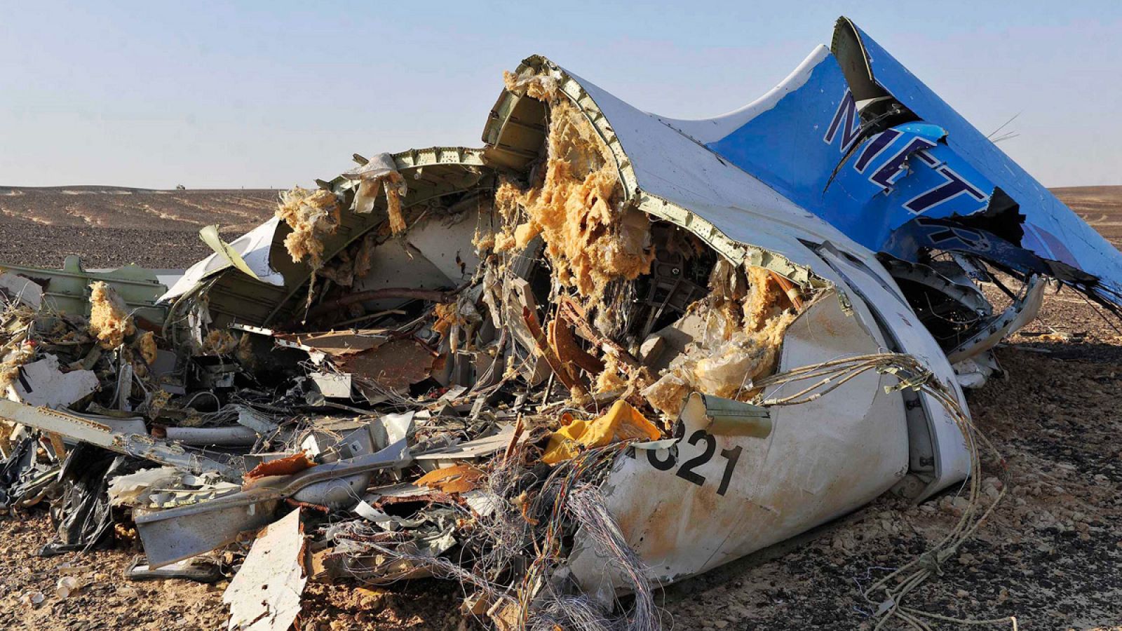 Restos del avión ruso en el Sinaí en Egipto