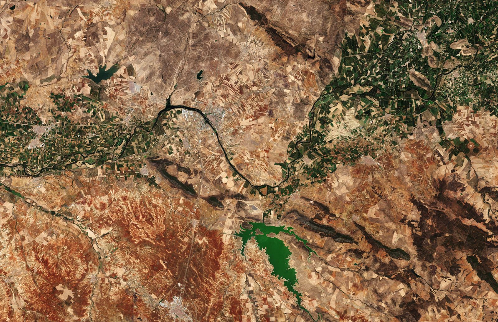 Mérida y su comarca, vista por el satélite Sentinel-2A.