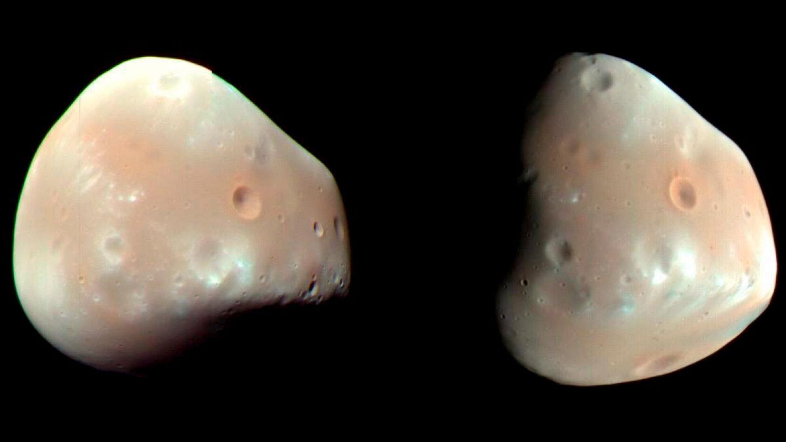 Los satélites de Marte, Fobos y Deimos, son de pequeño tamaño.