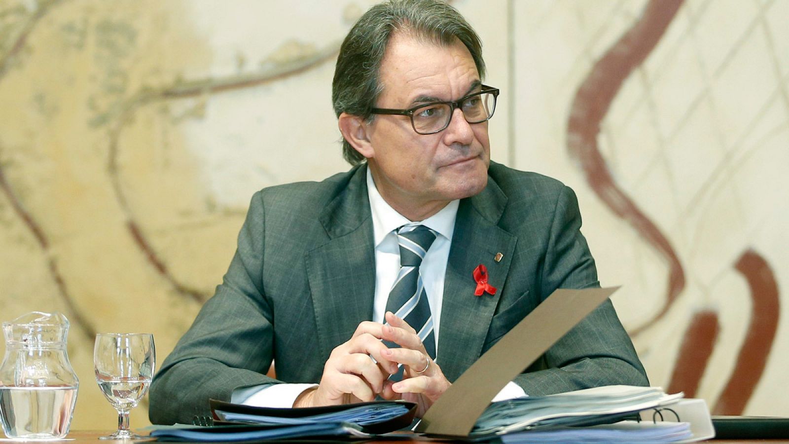 El presidente de la Generalitat en funciones, Artur Mas, durante la reunión semanal del Govern