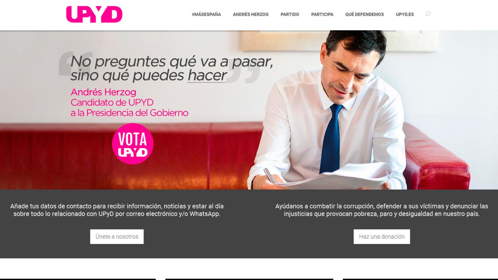 Imagen de la web electoral de UPyD en las elecciones generales del 20D