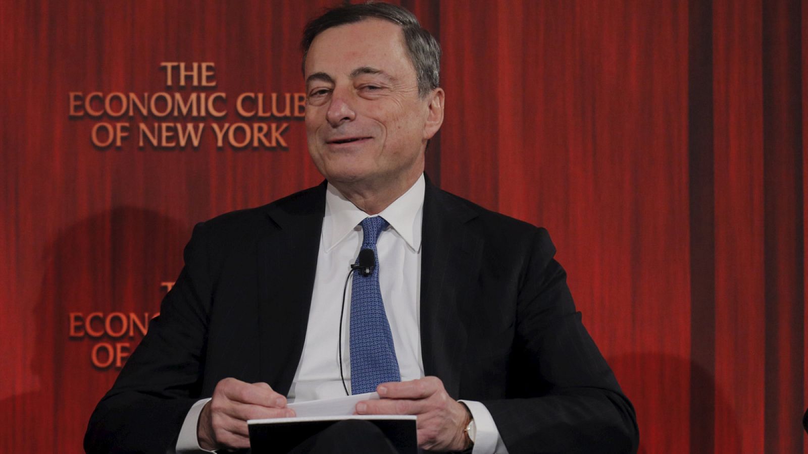 El presidente del BCE, Mario Draghi, en el Club Económico de Nueva York