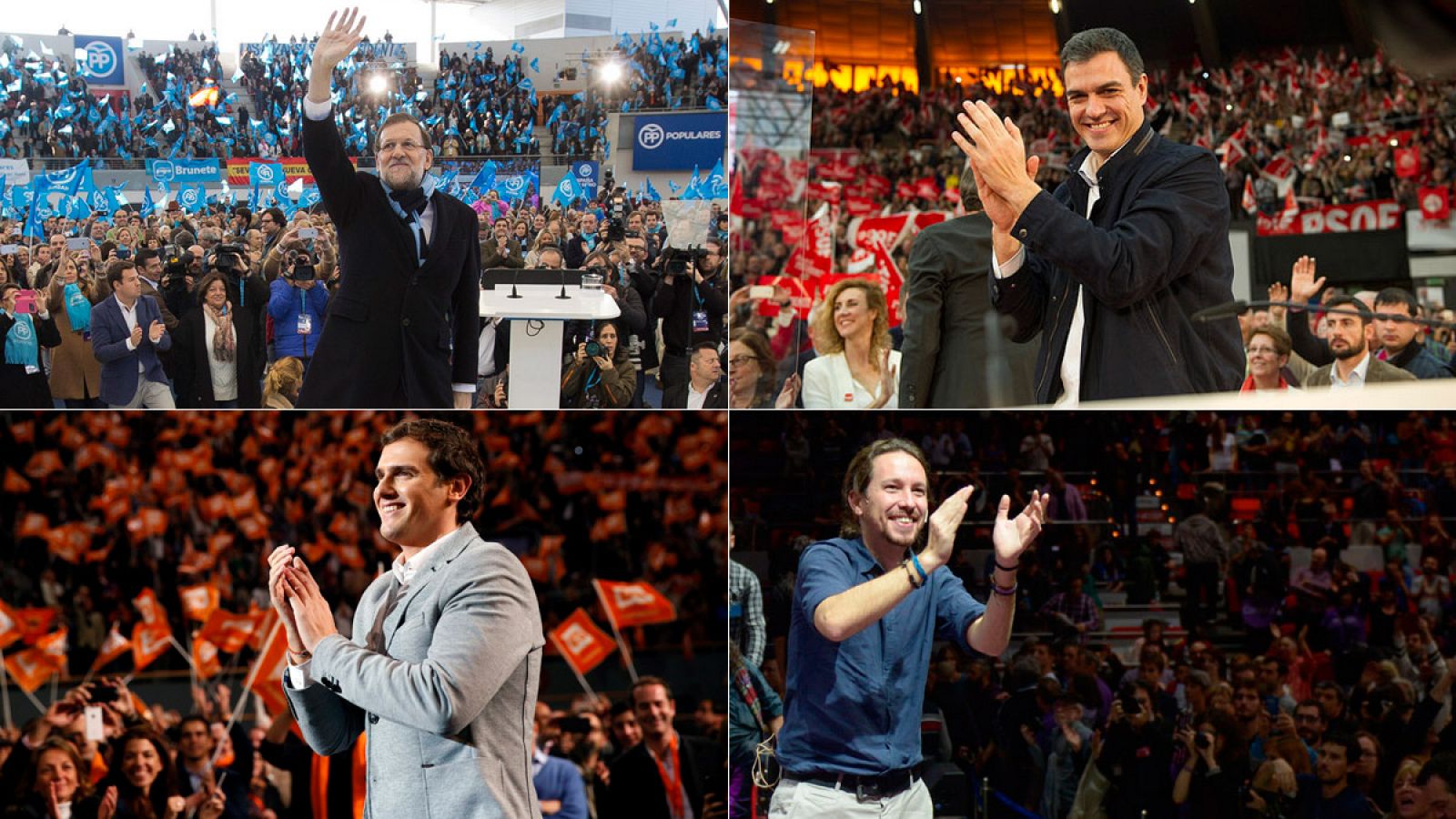 Mariano Rajoy (PP), Pedro Sánchez (PSOE), Albert Rivera (Ciudadanos) y Pablo Iglesias (Podemos)