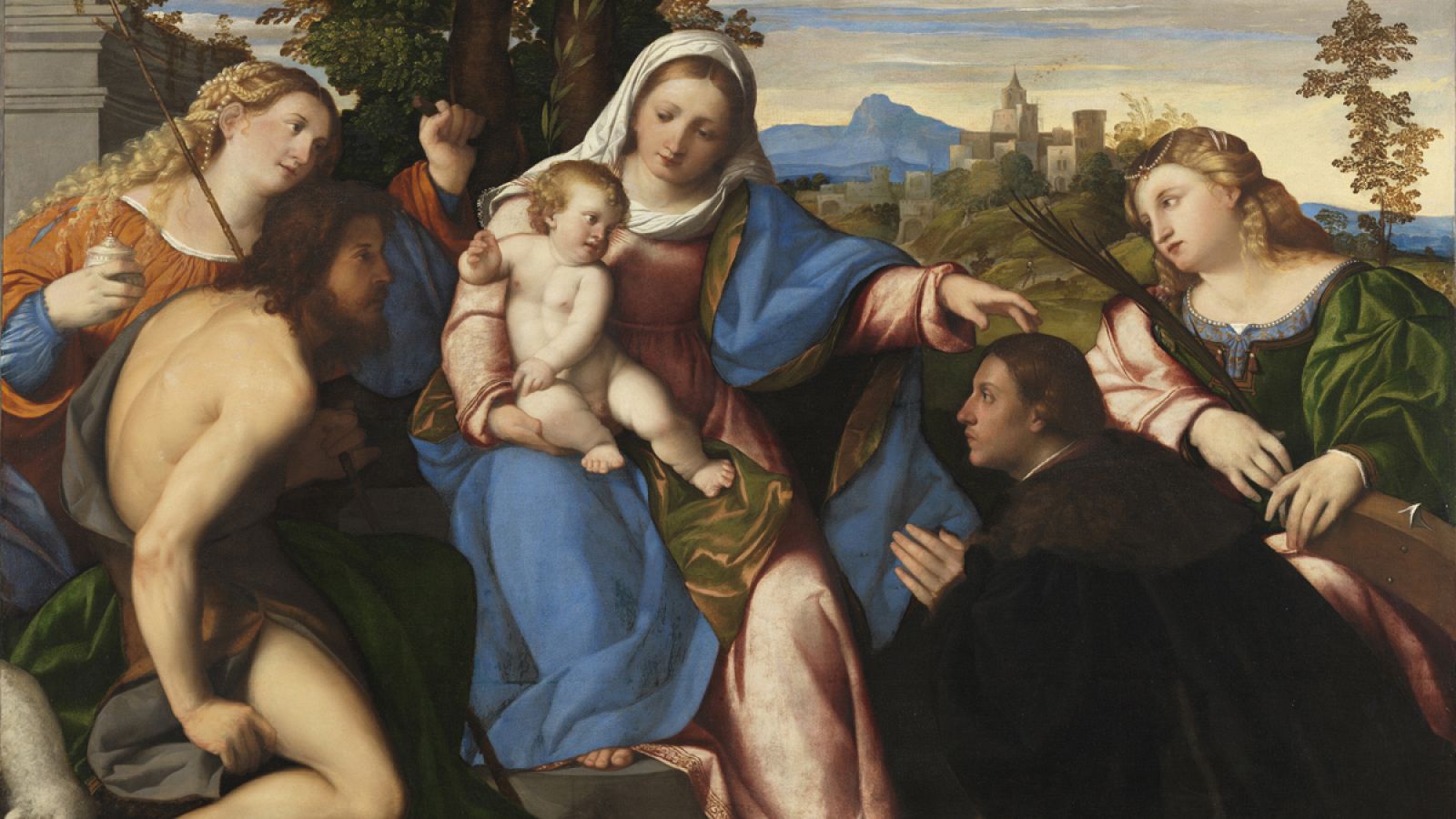 Palma el Viejo. La Virgen y el Niño con santos y un donante (c. 1518-1520)