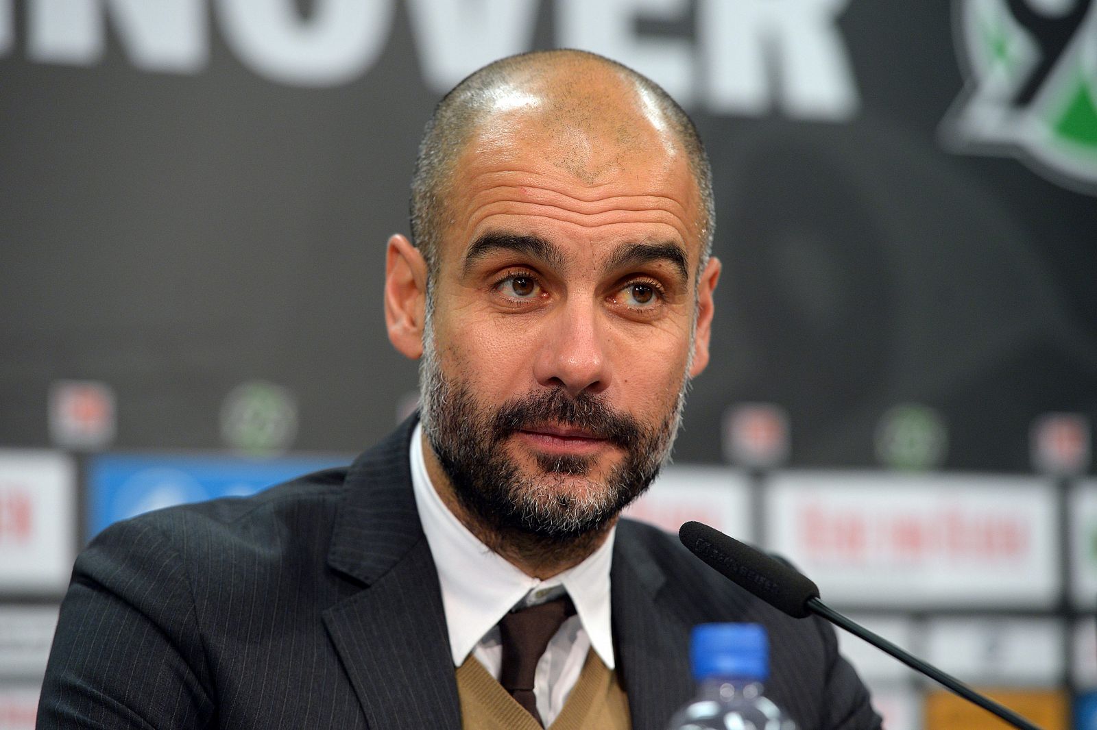 Pep Guardiola durante la rueda de prensa tras el partido de liga con el Bayern.