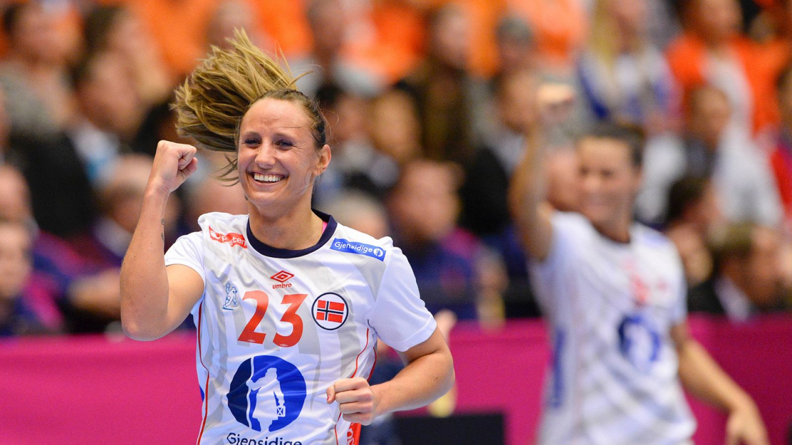 La noruega Camilla Herrem celebra un gol en la final del Mundial