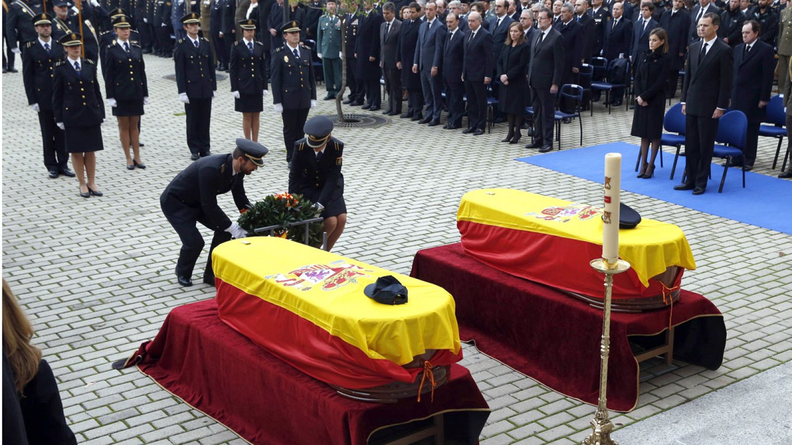 Imagen del funeral de Estado por los policías españoles fallecidos en el ataque talibán en Kabul.