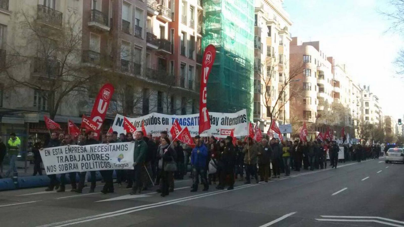 Manifestación este martes de trabajadores del Grupo Tragsa en el centro de Madrid