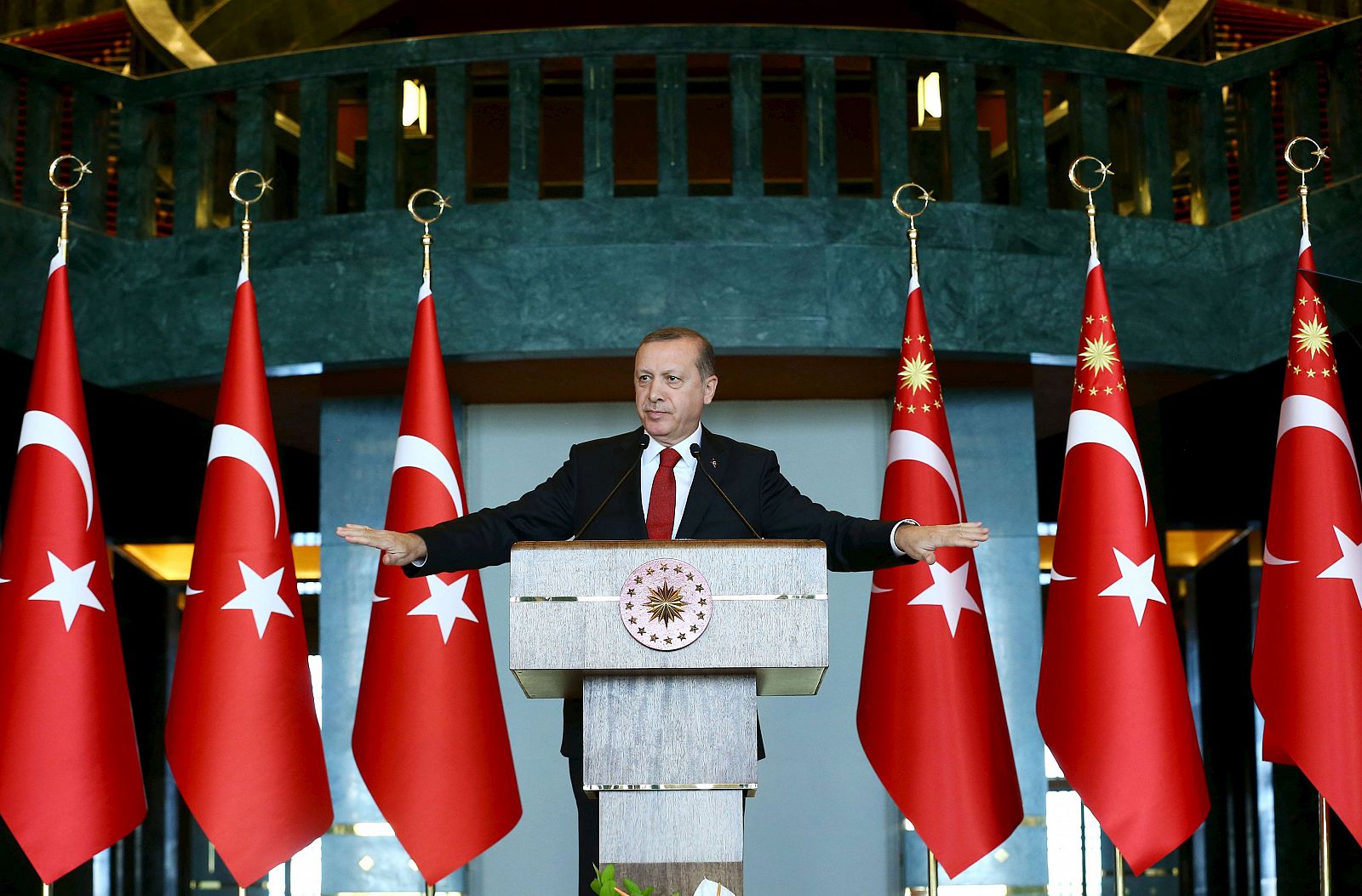El presidente turco, Recep Tayyip Erdogan, en su comparecencia tras el atentado en el centro de Estambul