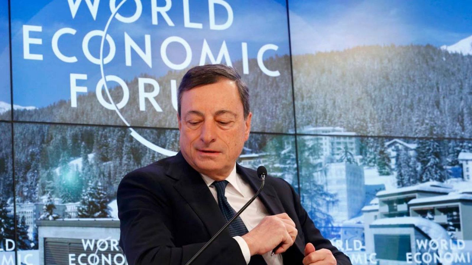 El presidente del BCE, Mario Draghi, durante su intervención en el Foro de Davos 2016