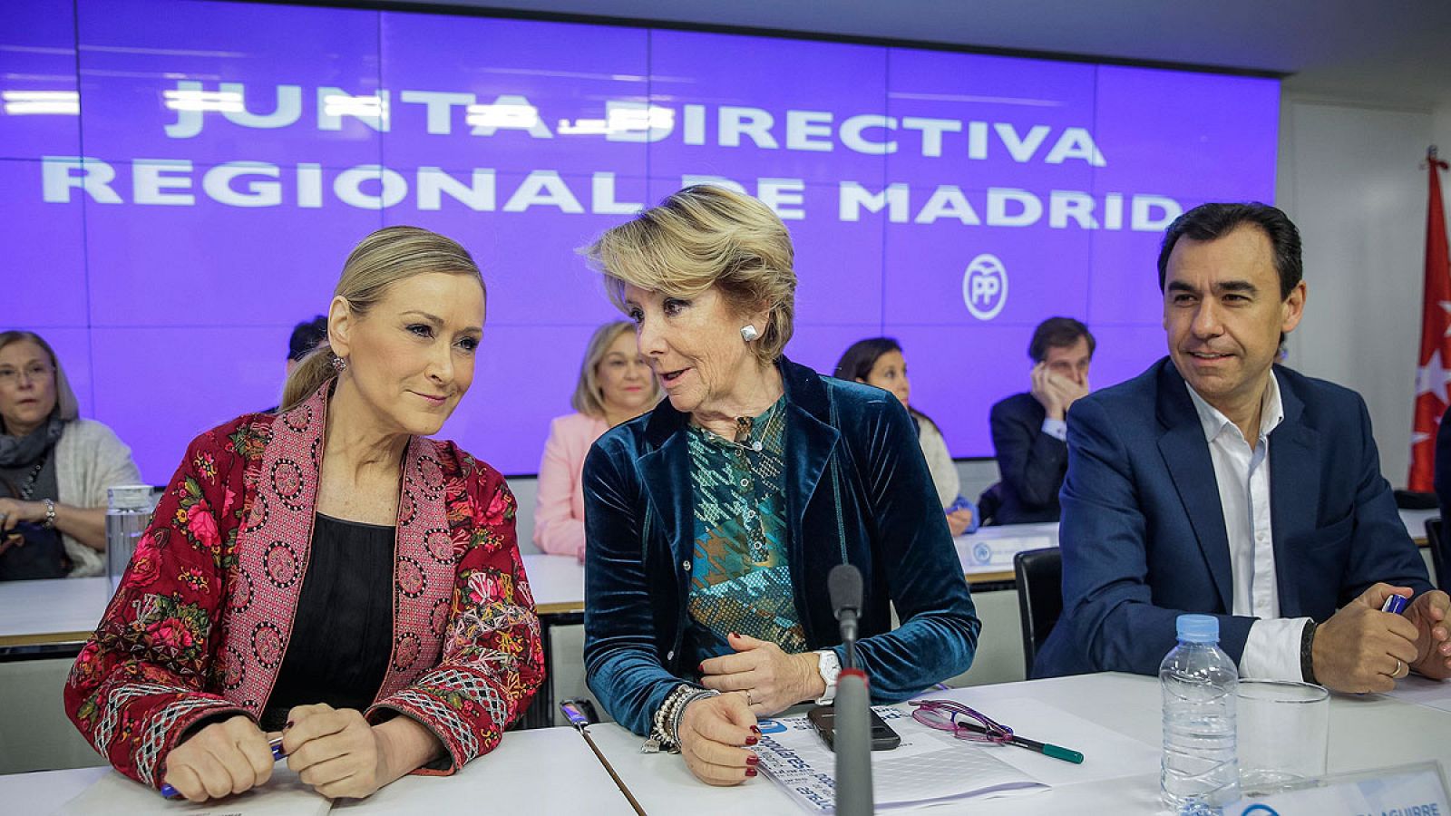 Esperanza Aguirre, Cristina Cifuentes y Fernando Martínez-Maíllo en la reunión de la Junta Directiva del PP Madrid