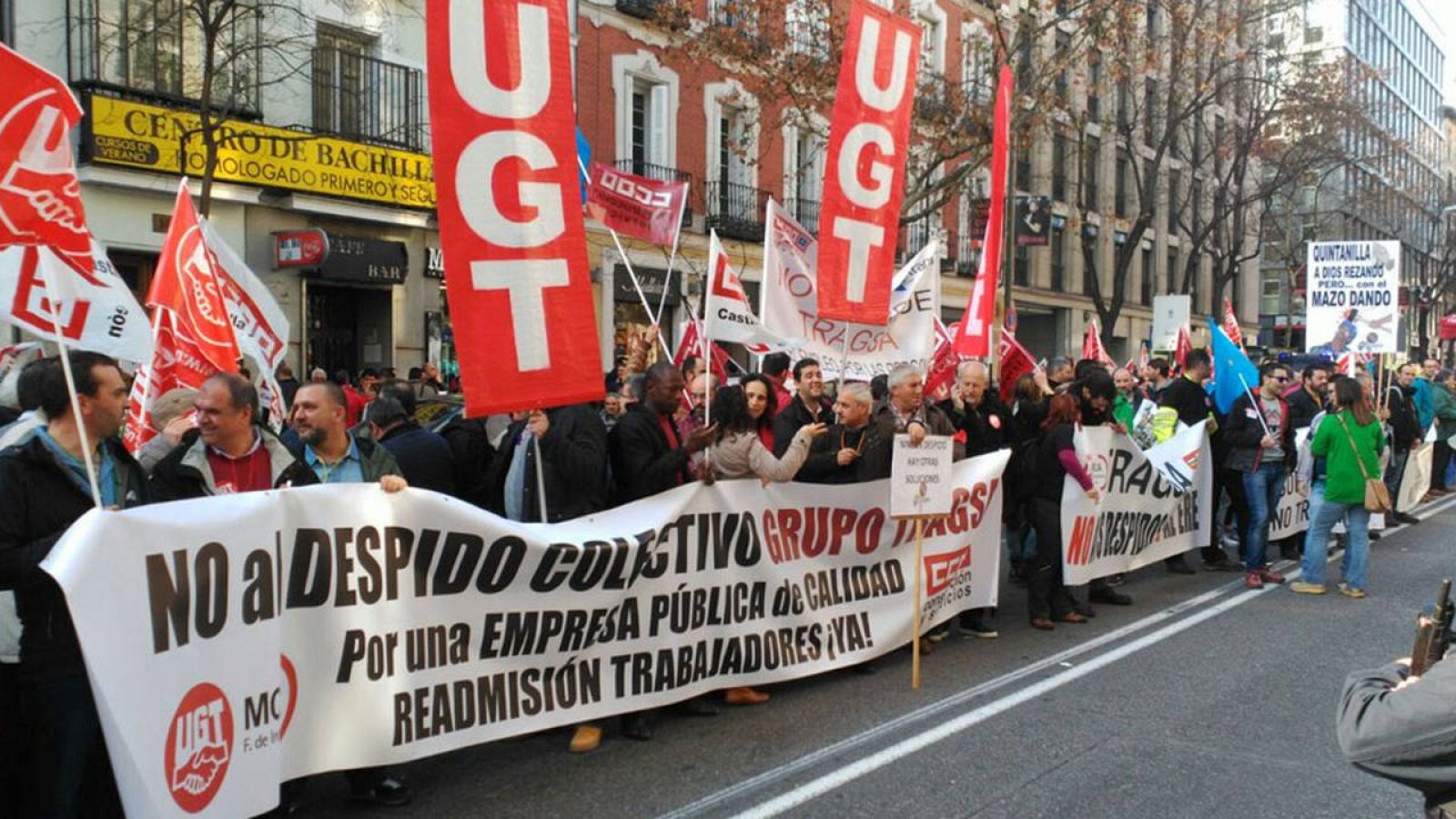 Manifestación de los trabajadores de Tragsa frente a la sede del PP en Madrid