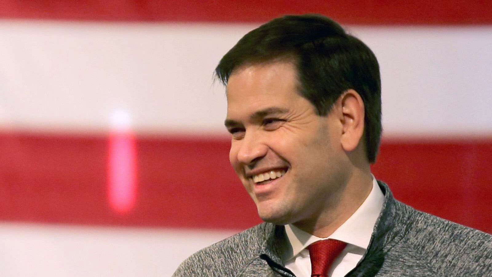 El candidato republicano Marco Rubio en un acto de campaña en Sioux City, Iowa