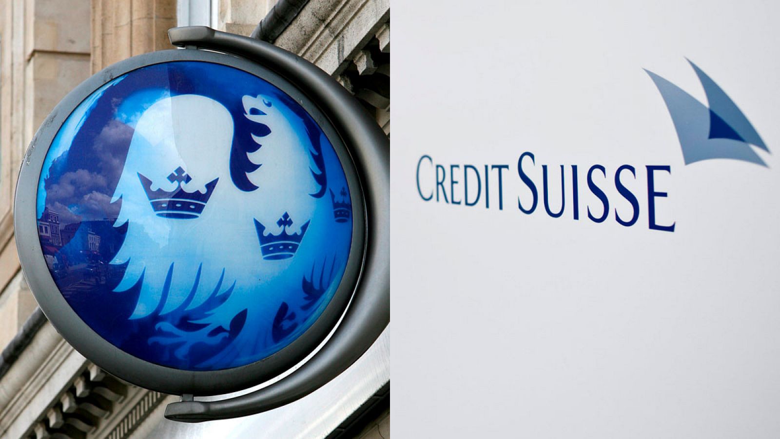Logotipos de los bancos Barclays y Credit Suisse