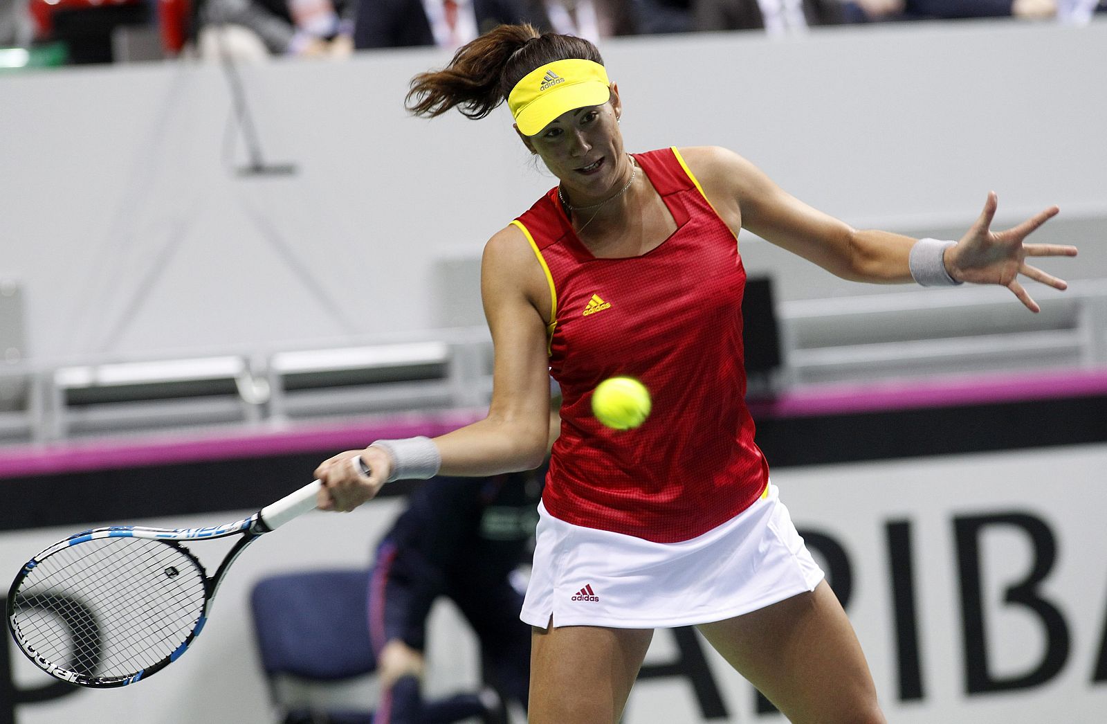 Garbine Muguruza durante el tercer y definitivo partido ante Jelena Jankovic.