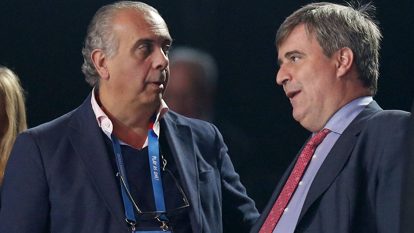El presidente de la FEB, José Luis Sáez, y el del CSD, Miguel Cardenal, juntos en el pasado Eurobasket