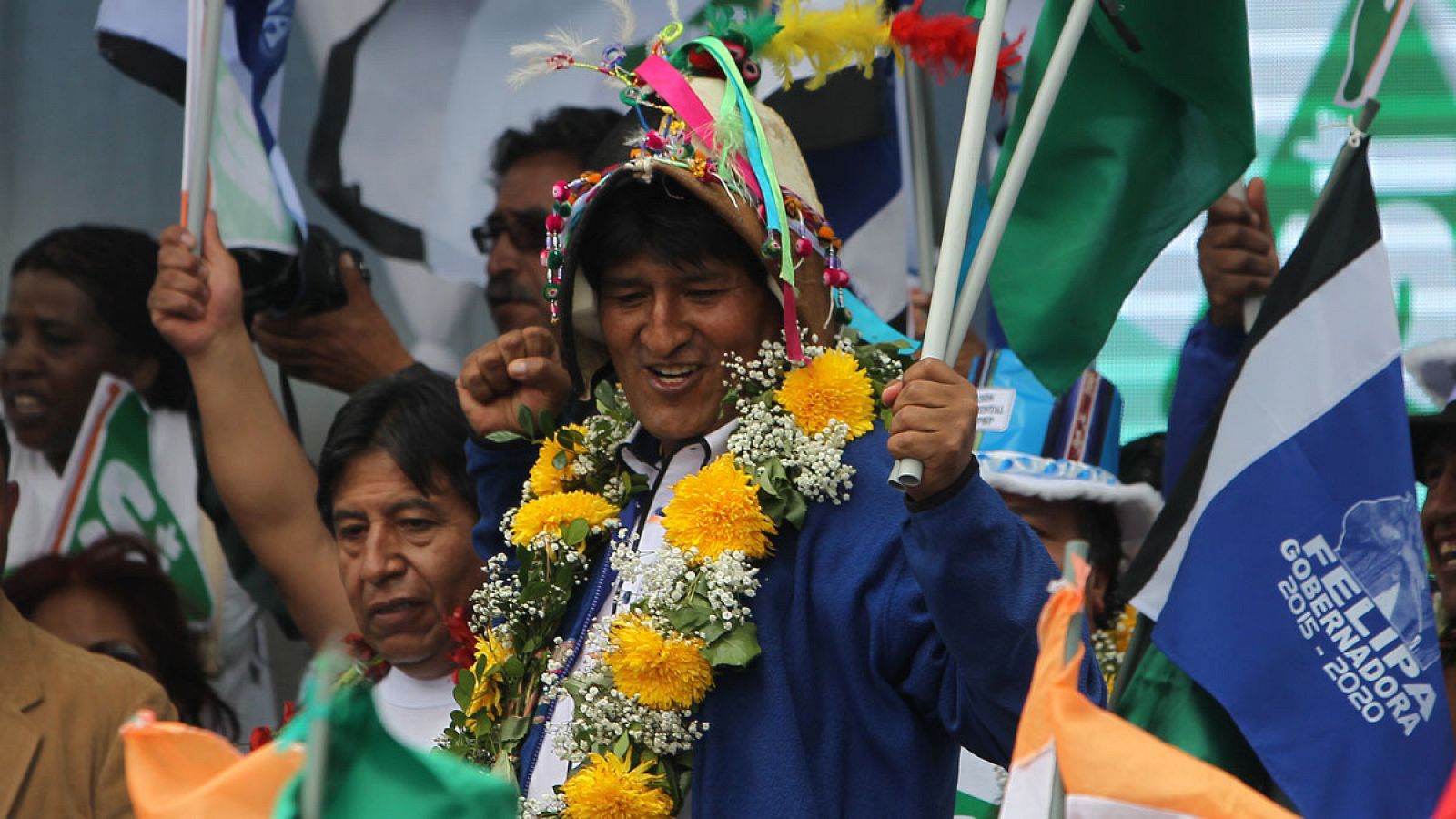 El presidente de Bolivia, Evo Morales, durante un acto de campaña del Movimiento al Socialismo.
