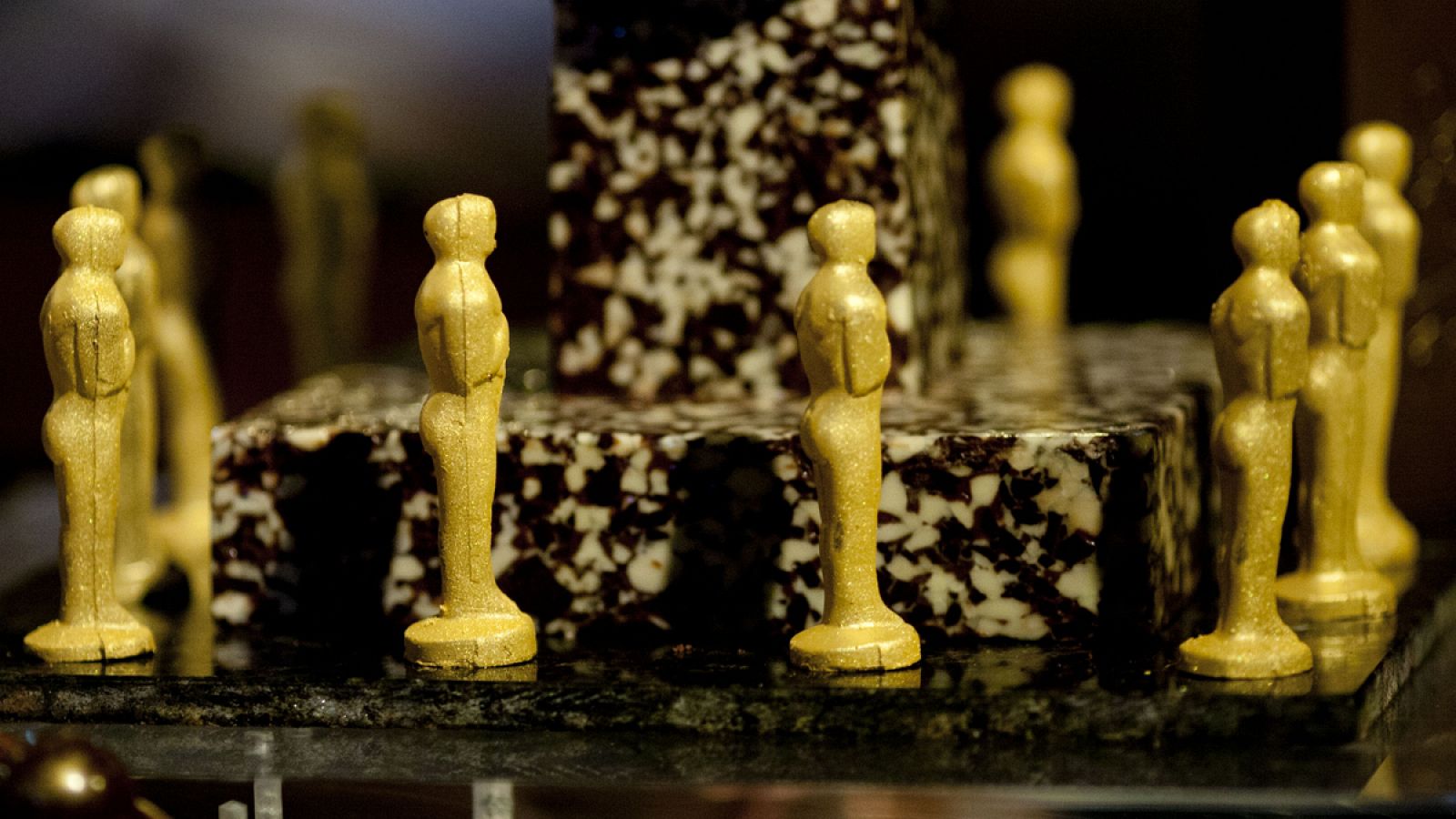 Estatuillas de chocolate que formarán parte del menú del Governor's Ball, la fiesta oficial de los Oscar.