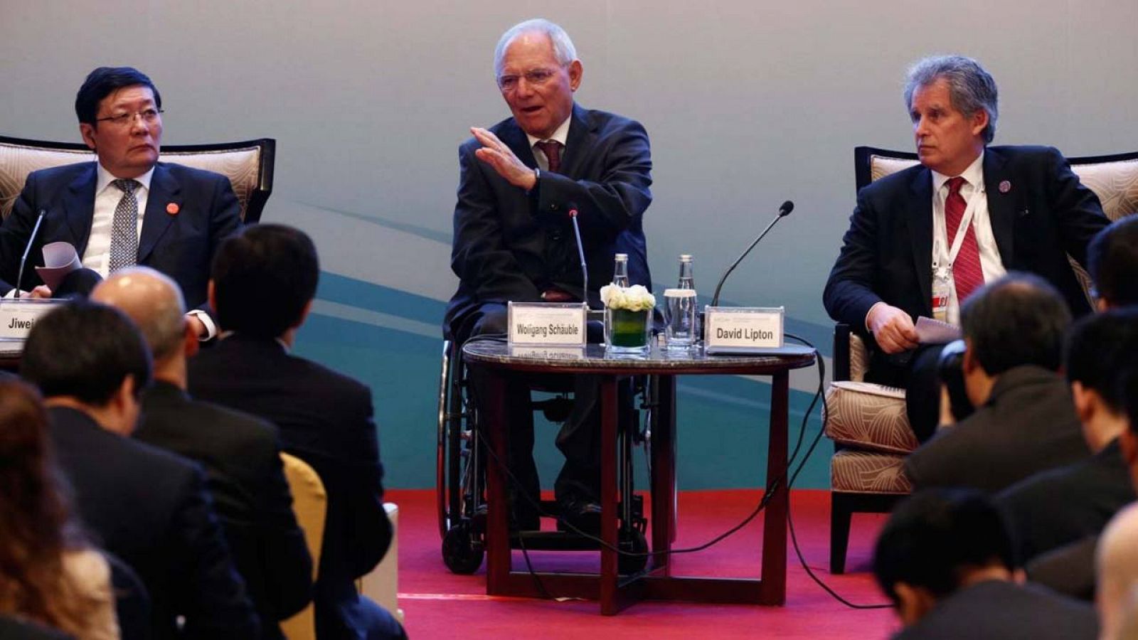 El ministro de Finanzas alemán, Wolfgang Schäuble, en una conferencia incluida en el G20 de Shanghái