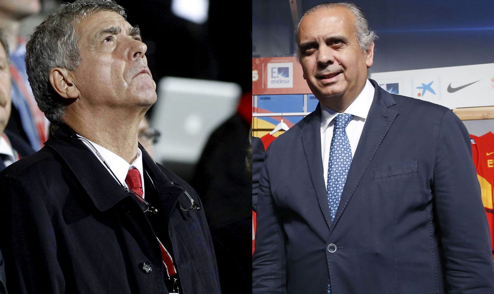 Los presidentes de las federaciones de fútbol y baloncesto, Ángel Villar y José Luis Sáez