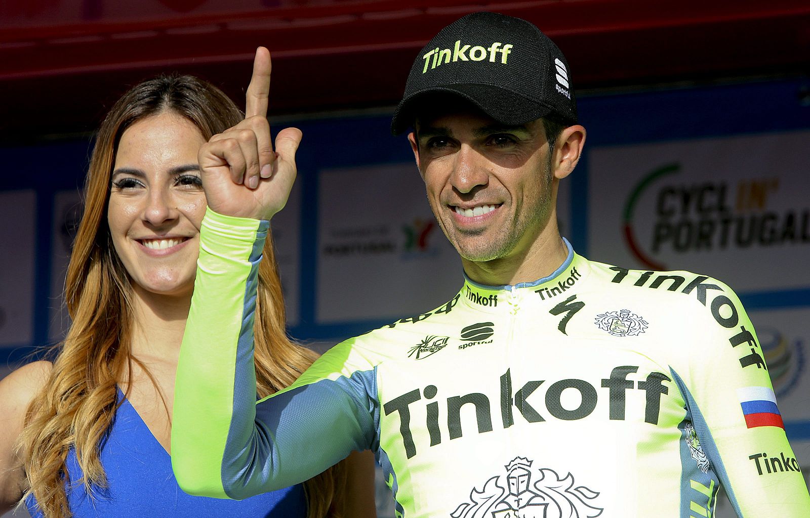 Imagen del ciclista español Alberto Contador durante la Vuelta al Algarve.