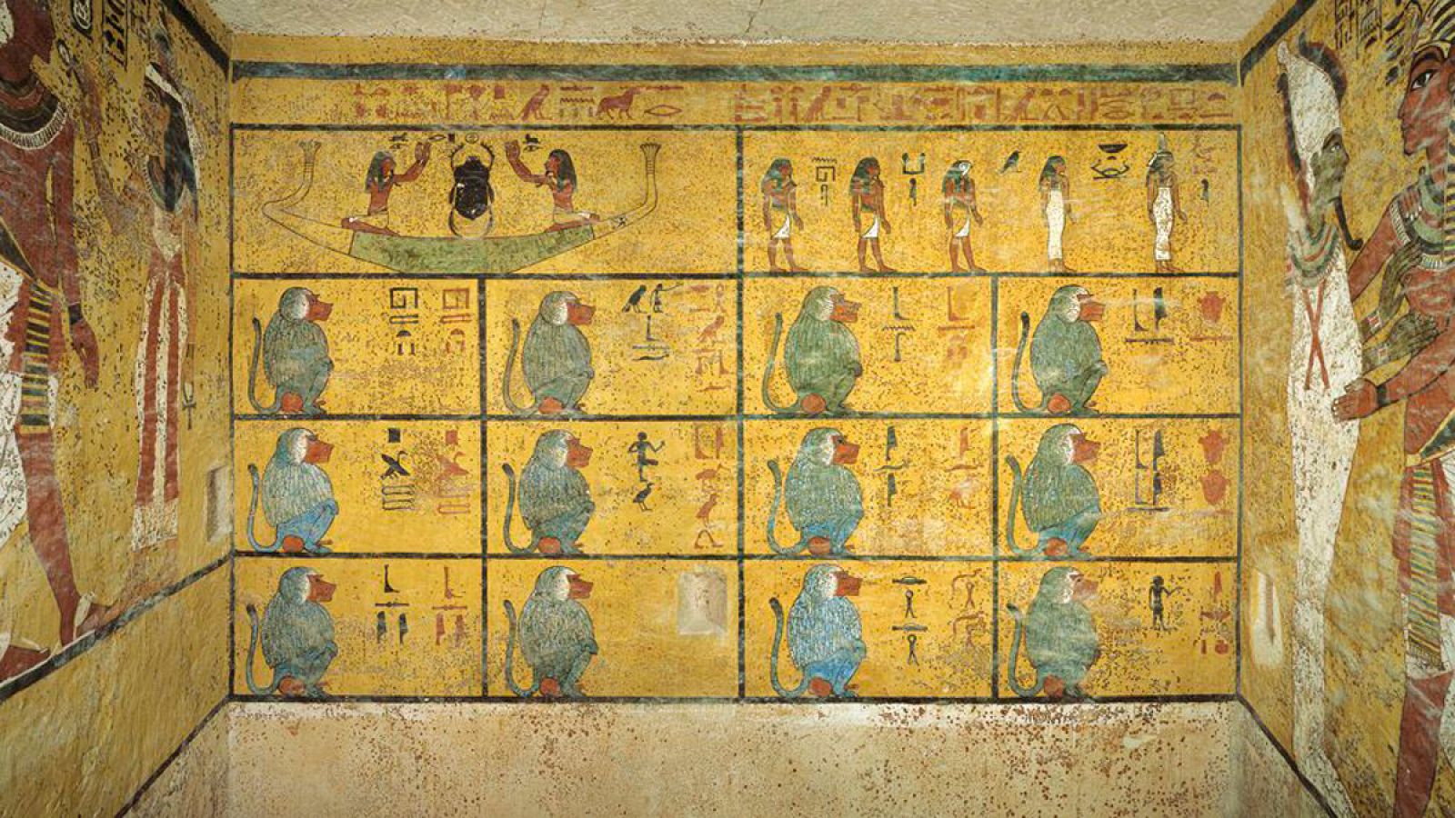 La cámara encontrada se halla detrás de los frescos que adornan la tumba de Tutankamón.