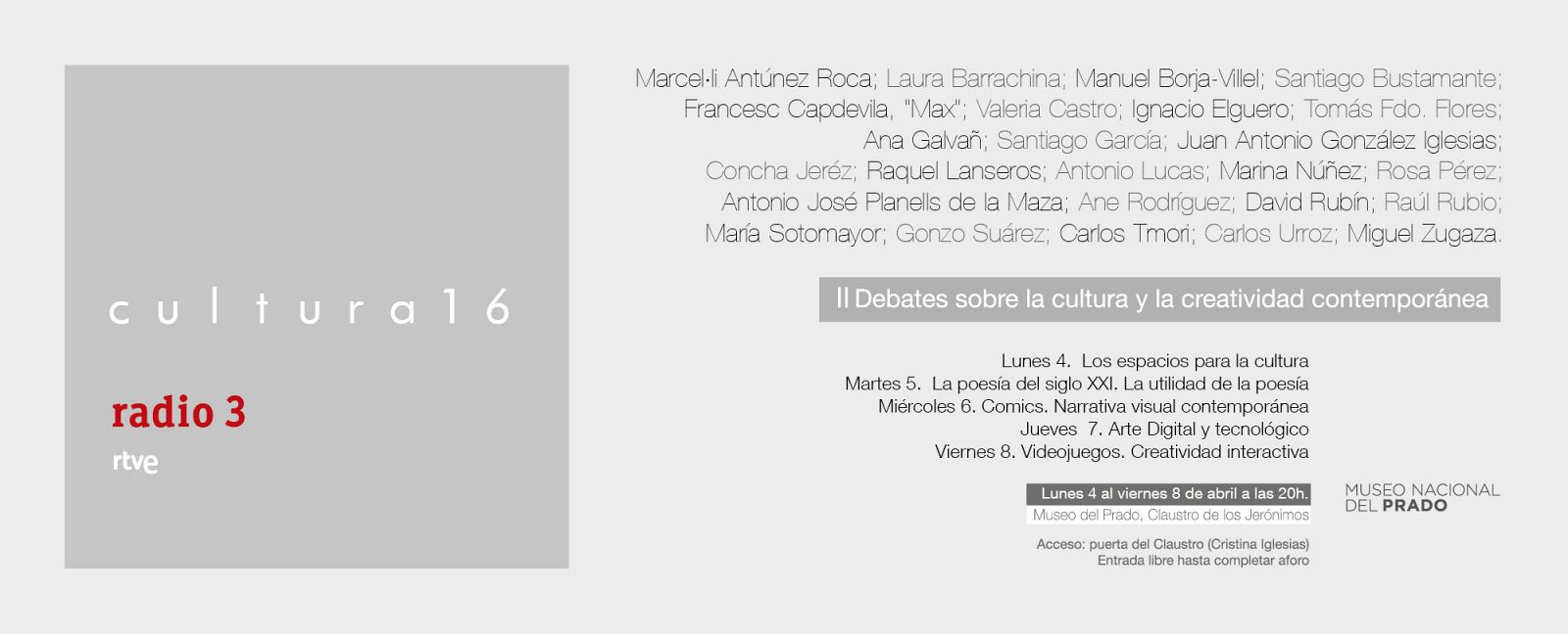 Cartel de la segunda edición de 'Cultura16', organizado por Radio 3