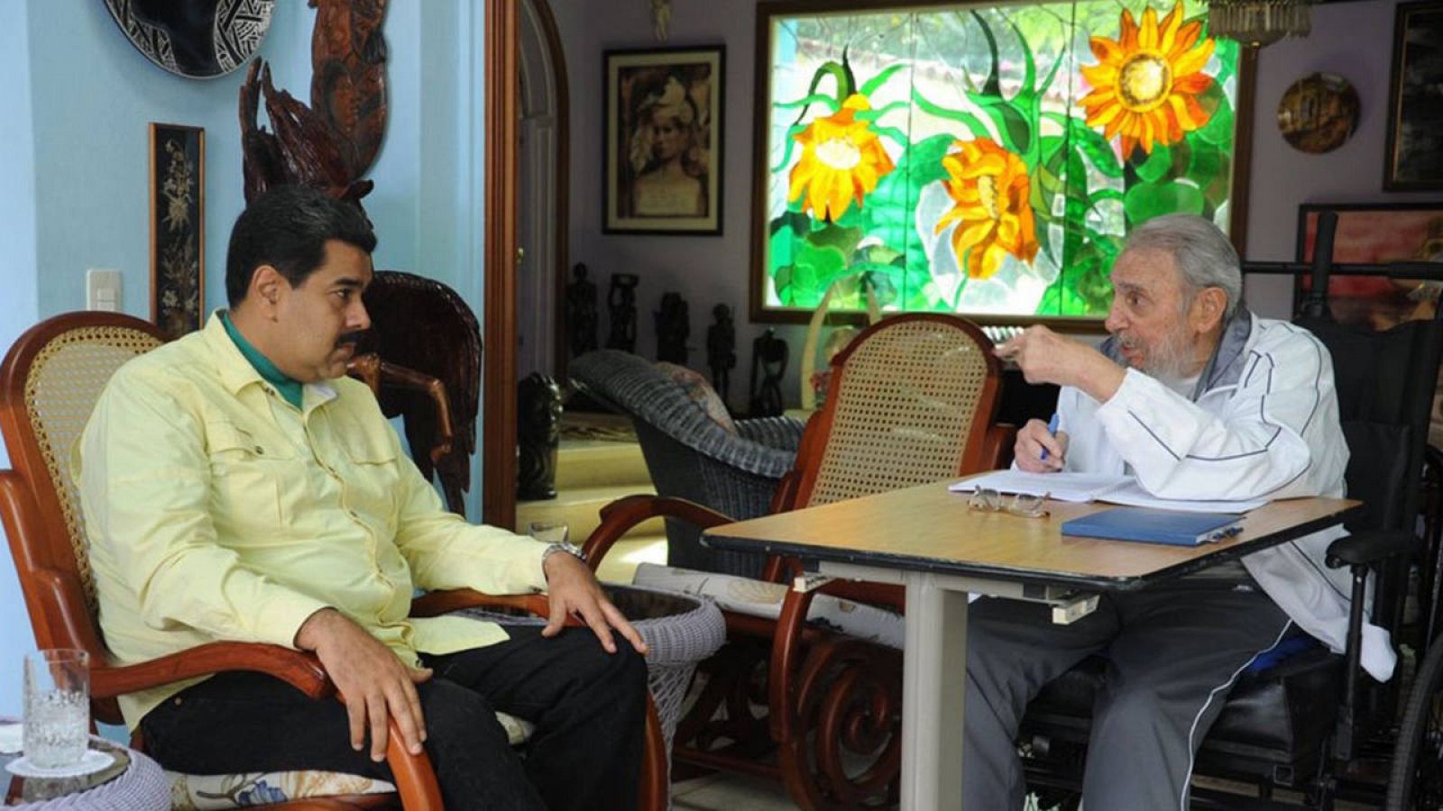 Imagen de la reunión de Fidel Castro y Nicolás maduro este sábado, 19 de marzo, en La Habana.