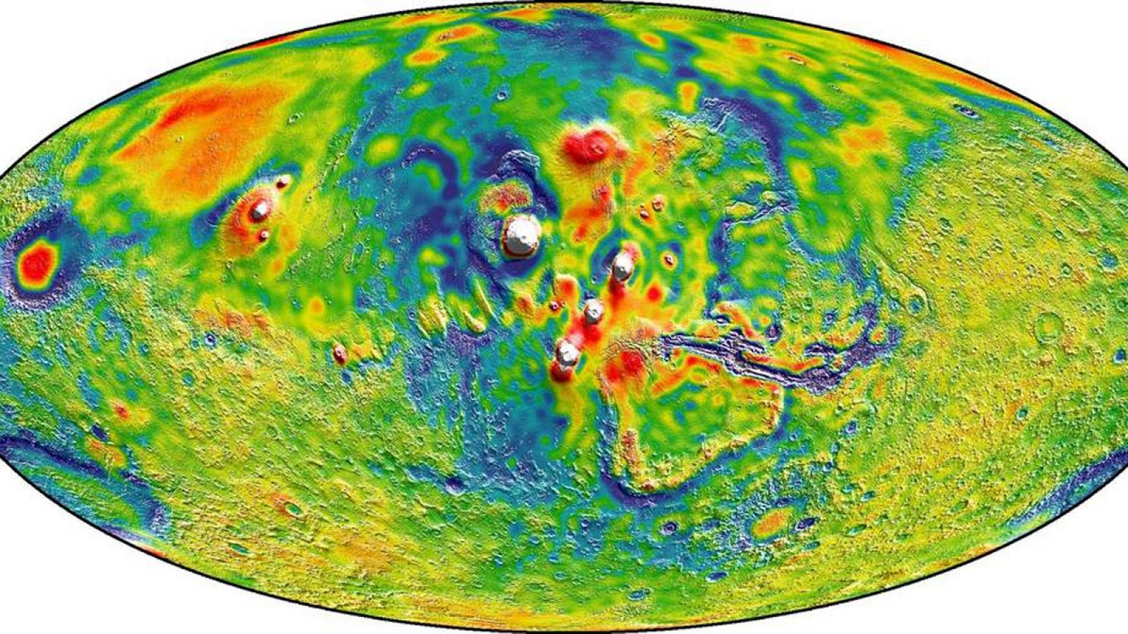 El mapa permitirá un mejor conocimiento de las anomalías de la gravedad del planeta rojo.