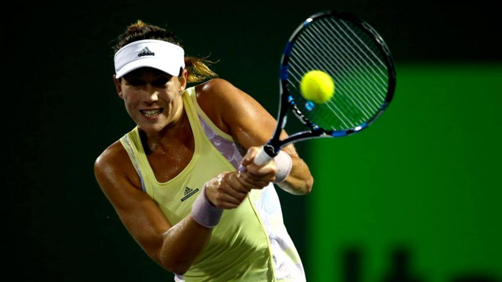 Garbiñe Muguruza, durante su encuentro ante Gibbs