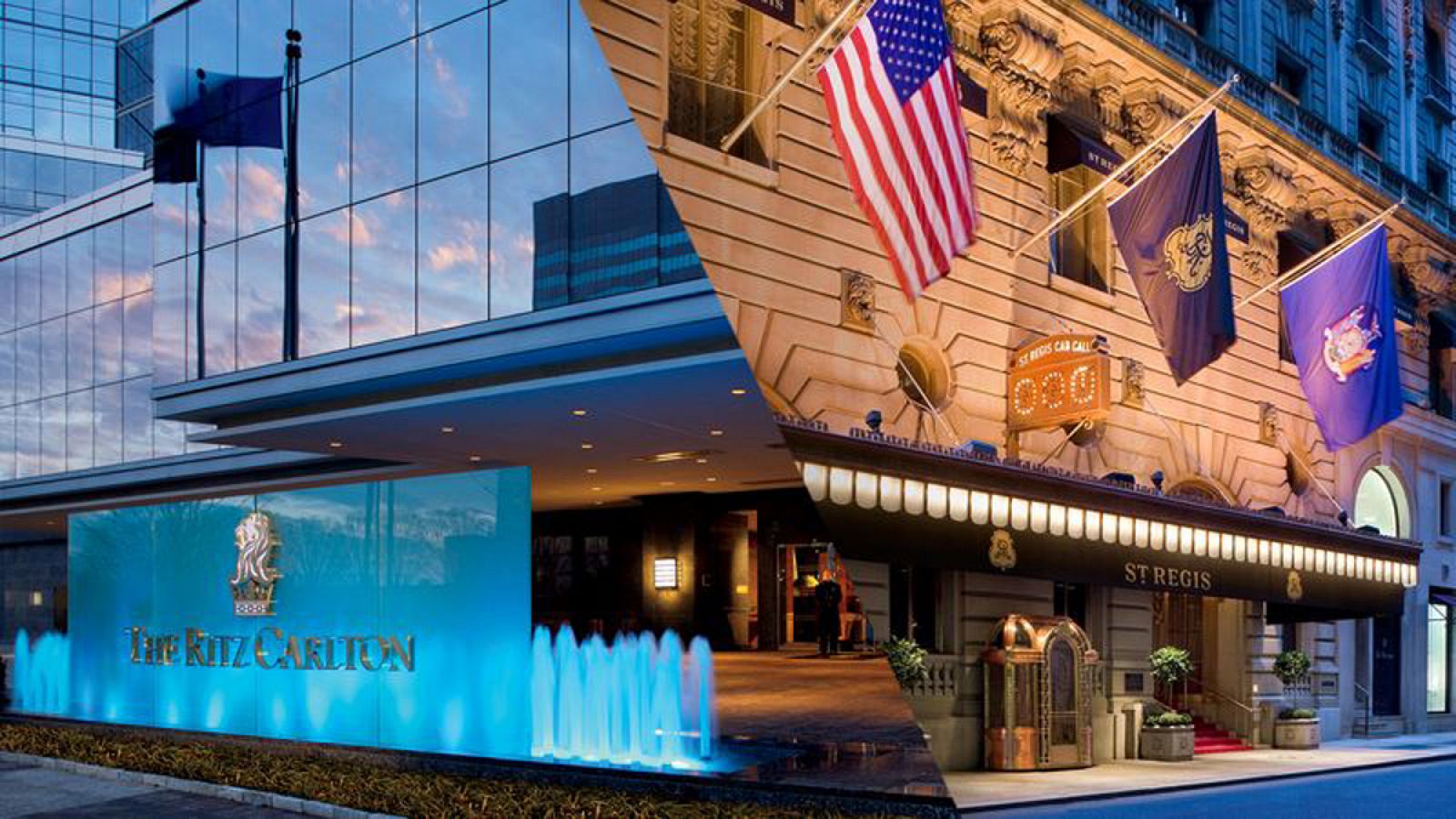 Fotomontaje con un hotel de Marriott de la marca The Ritz-Carlton y otro de Starwood de la marca St. Regis