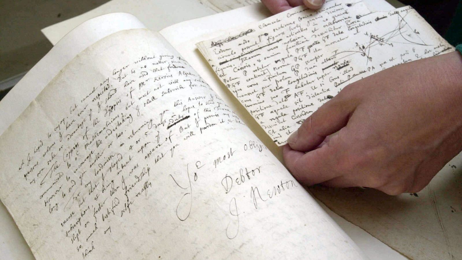 Imagen de un manuscrito de Isaac Newton.