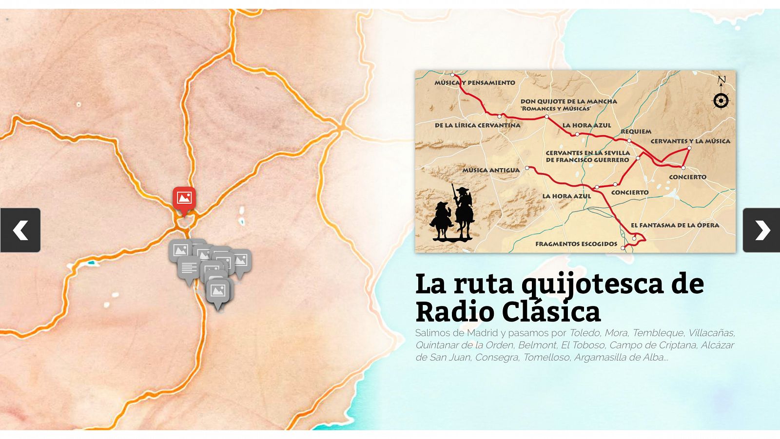 Mapa de la ruta quijotesca de Radio Clásica