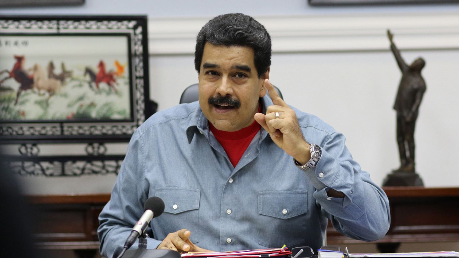 El presidente de Venezuela Nicolás Maduro en el Palacio de Miraflores tras su reunión de Gobierno.