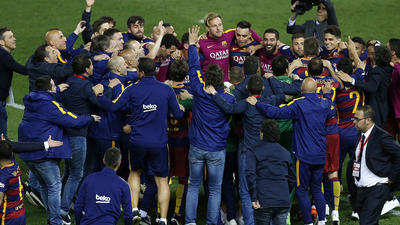 El FC Barcelona celebra el título de Copa
