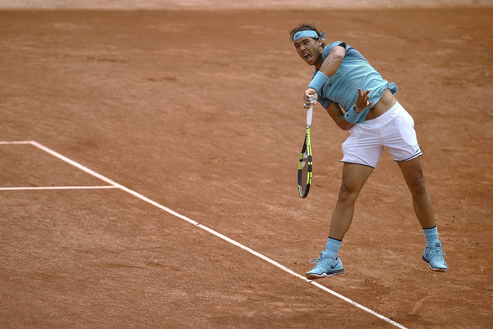 Nadal en el partido ante Facundo Bagnis en Roland Garros.