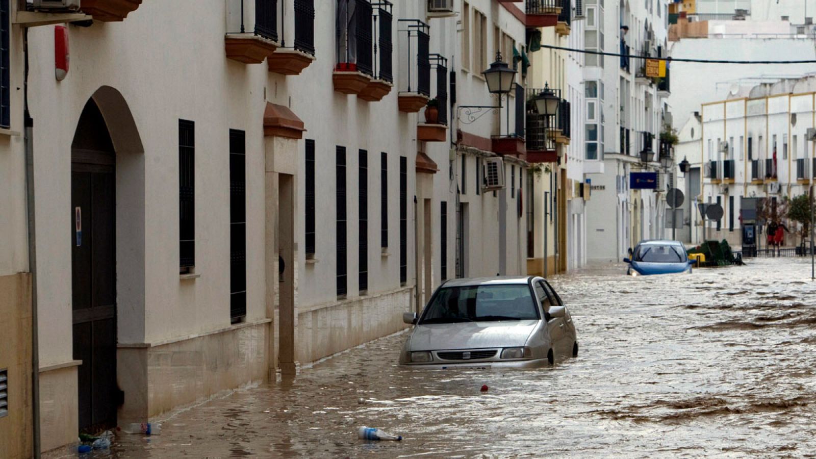 Imagen de diciembre de 2010 del casco urbano de Écija (Sevilla) inundado