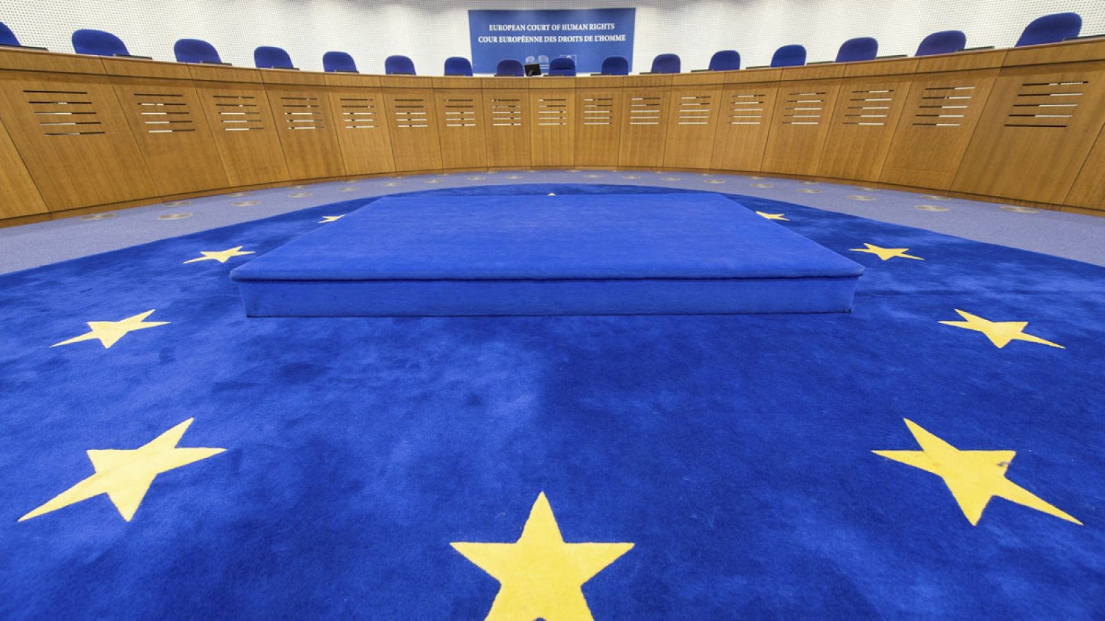 Salón de asambleas del Tribunal Europeo de Derechos Humanos, en Estrasburgo
