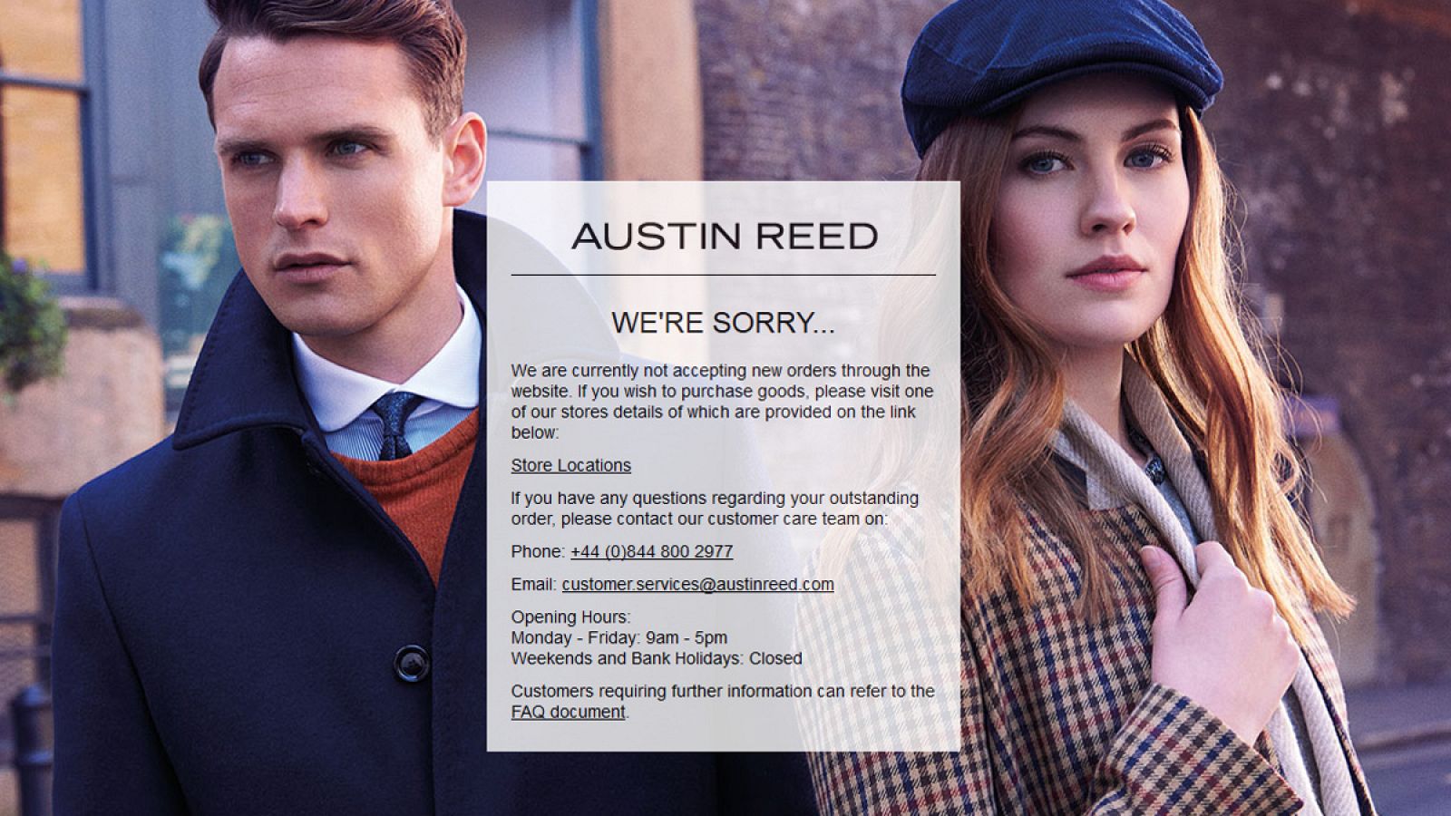 Pantallazo de la página web de Austin Reed
