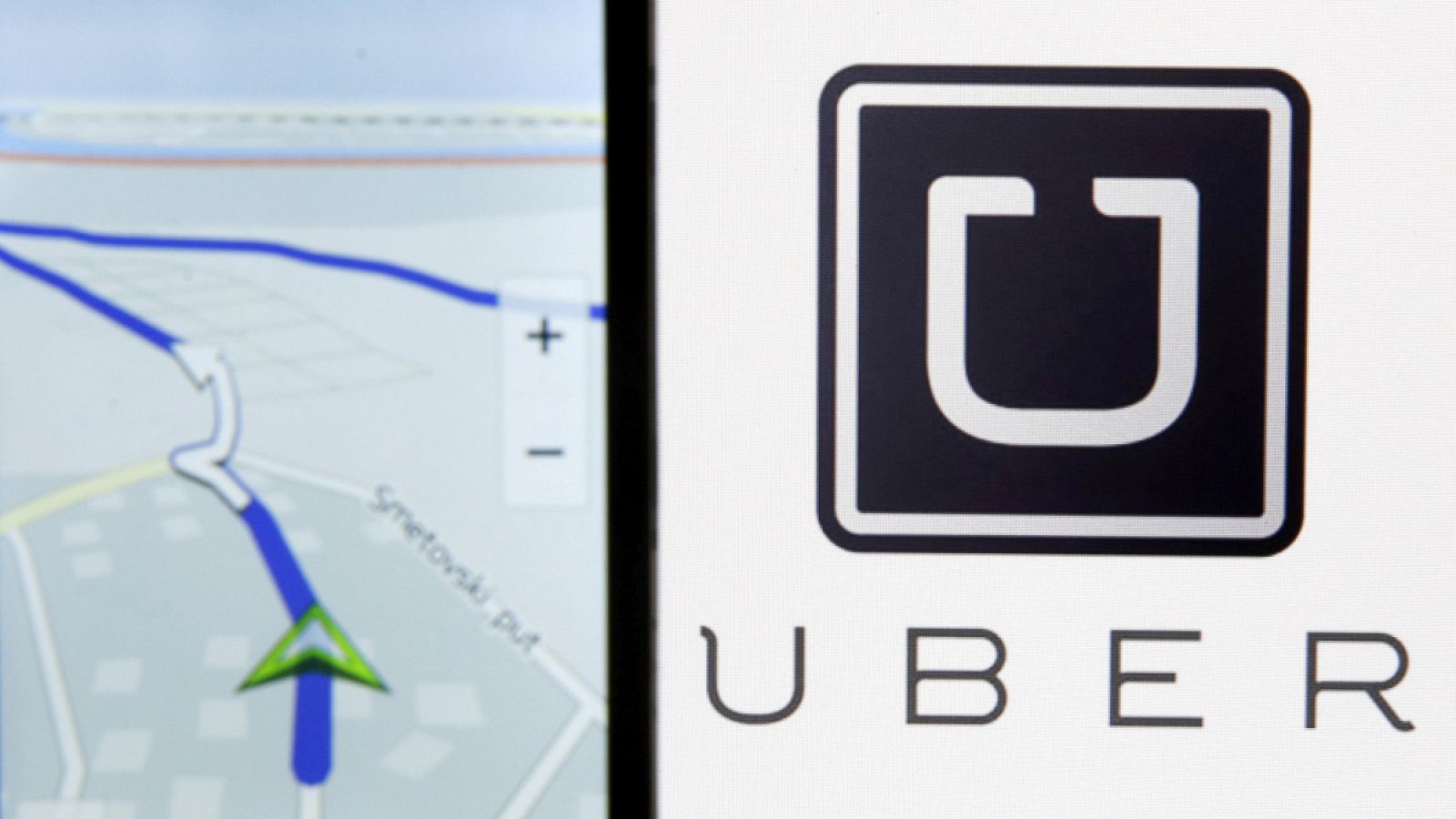 La aplicación Nokia Maps junto al logo de Uber