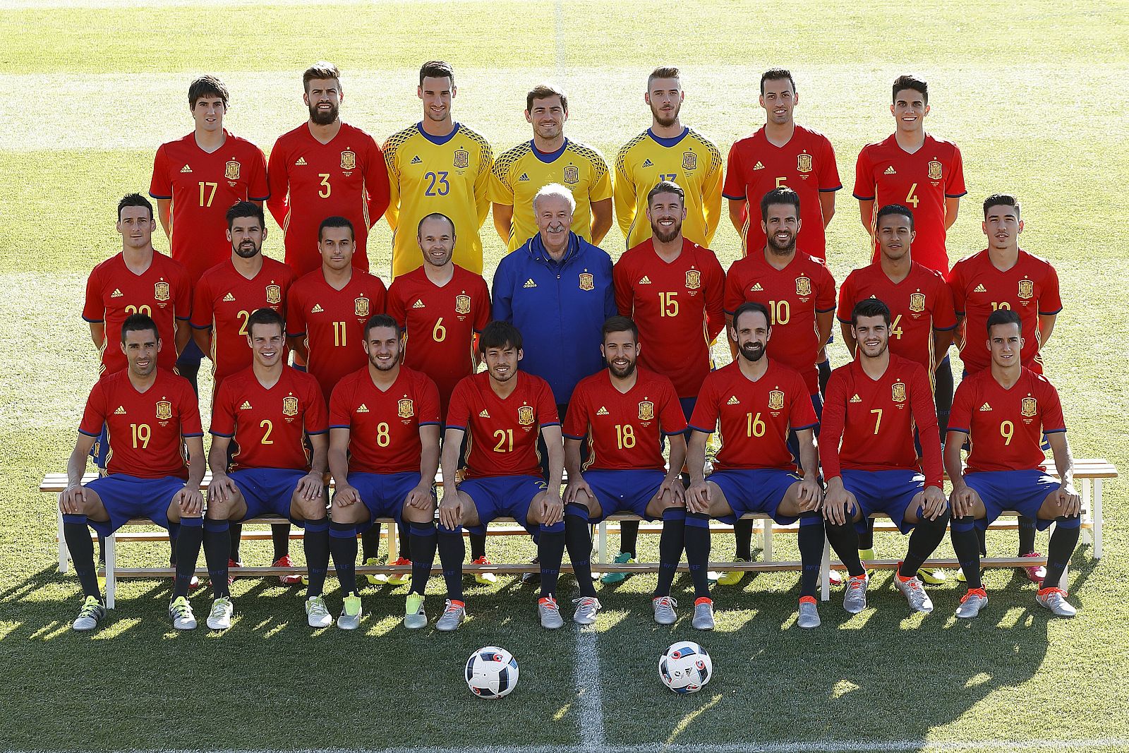 Fotografía oficial de la Roja antes de su participación en la Eurocopa 2016 de Francia.