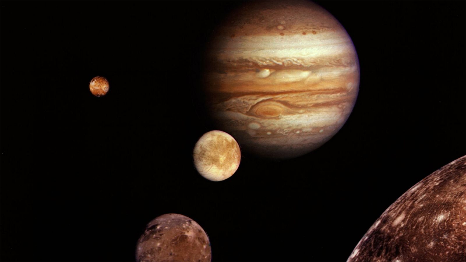 Imagen de Júpiter y sus satélites.