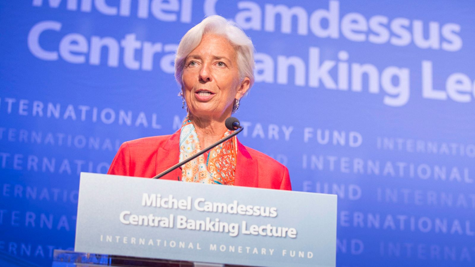 La directora gerente del Fondo Monetario Internacional, Christine Lagarde, durante una conferencia en Washington DC este 24 de junio.