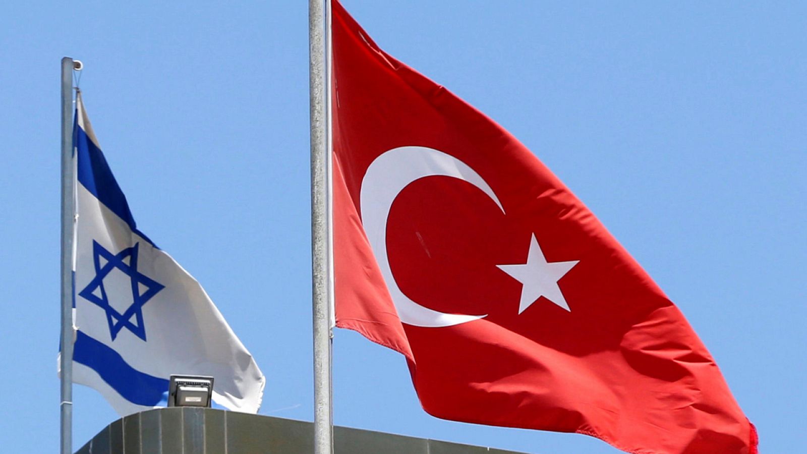 Banderas de Turquía e Israel ondean en Tel Aviv