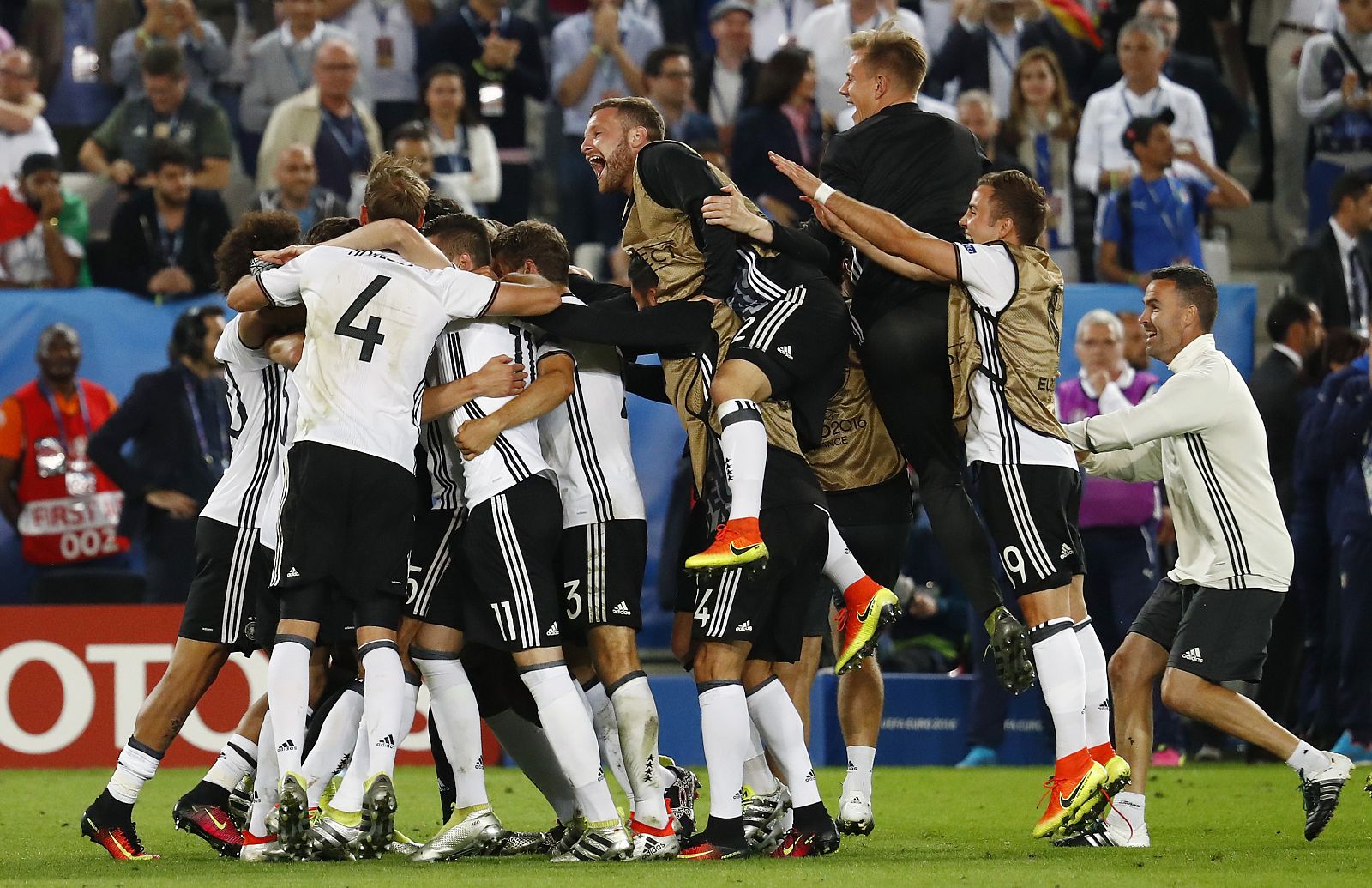 Alemania celebra el pase a semifinales de la Eurocopa.