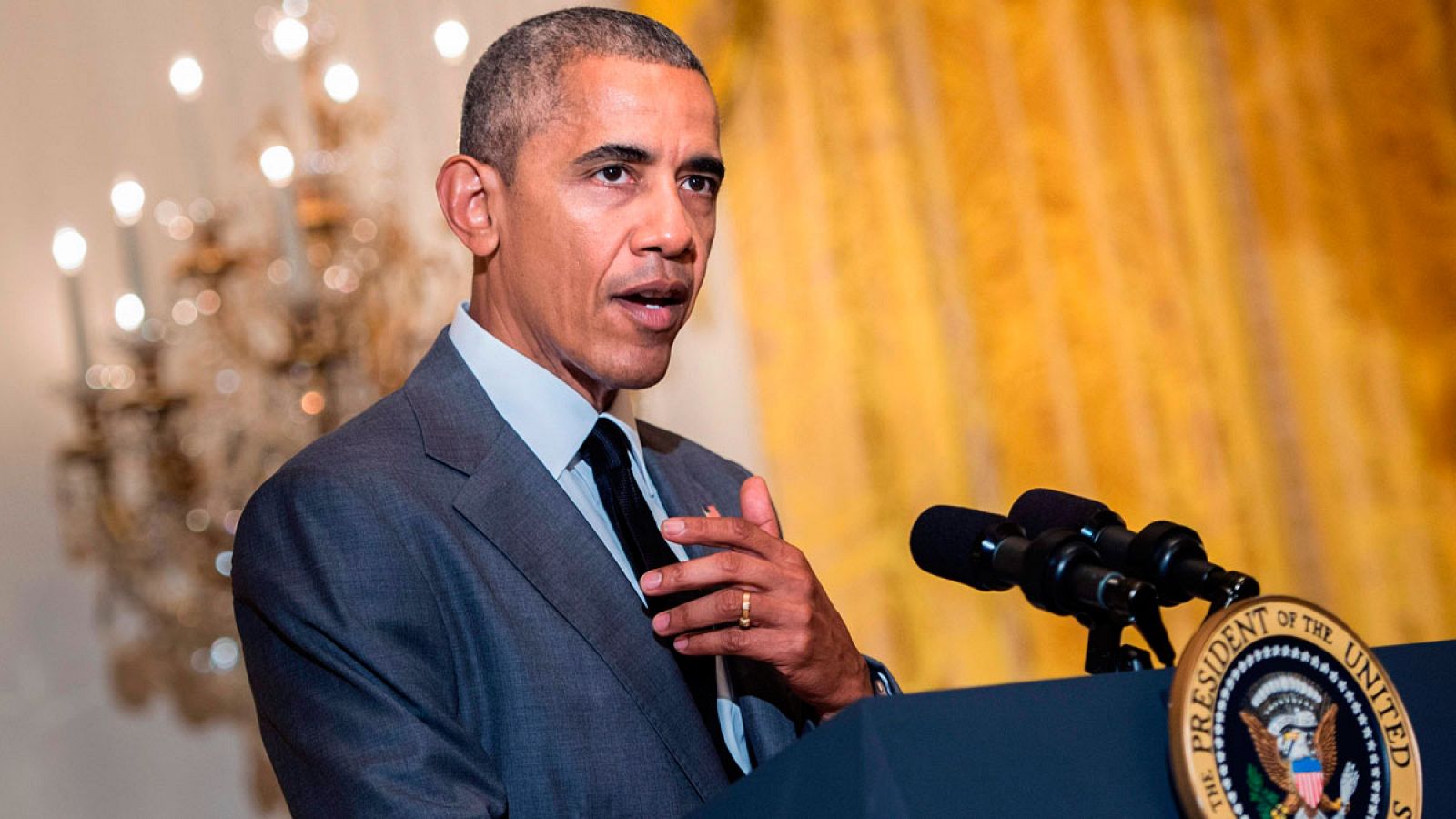 Barack Obama realiza una declaración institucional en la Casa Blanca tras el atentado en Niza del 14 de julio