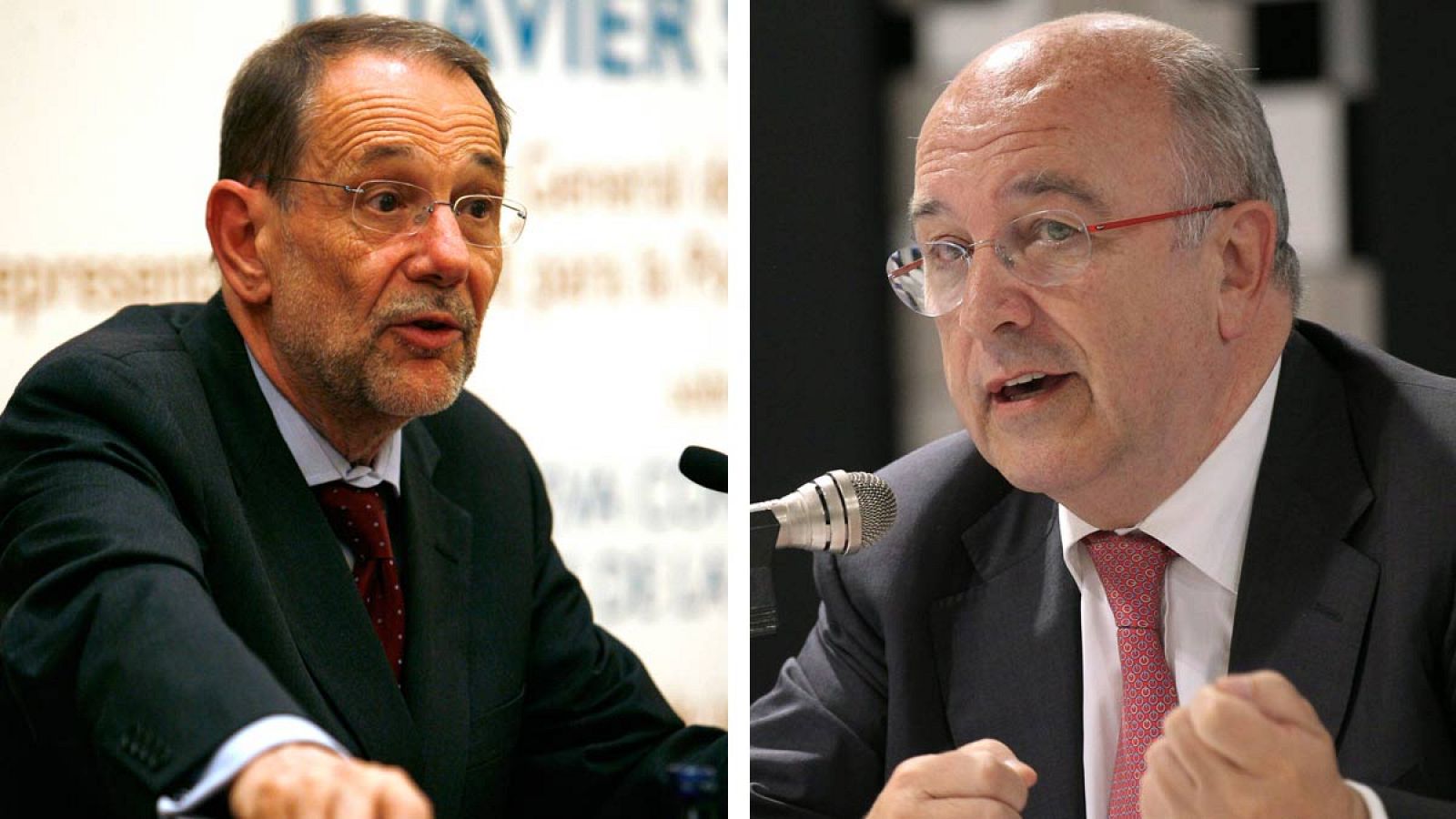 Los exministros del PSOE Javier Solana y Joaquín Almunia.